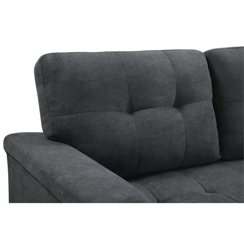 Lucca Dark Gray Fabric Reversible, Lucca Light Gray Linen Reversible Sleeper Sectional Sofa With Storage Chaise