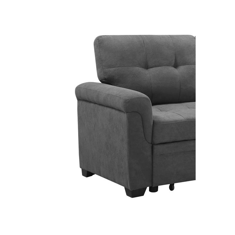 Lucca Gray Fabric Reversible Sectional Sleeper Sofa Chaise with Storage