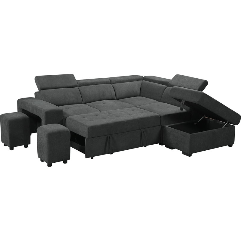 Henrik Dark Gray Sleeper Sectional Sofa, Dark Gray Sectional Sofas