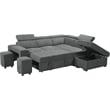 Henrik Light Gray Sleeper Sectional Sofa with Storage Ottoman and 2 Stools