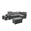 Henrik Light Gray Sleeper Sectional Sofa with Storage Ottoman and 2 Stools