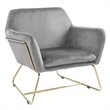 Lilola Home Keira Modern Soft Velvet Accent Arm Chair with Metal Base in Gray