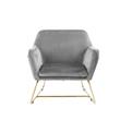Lilola Home Keira Modern Soft Velvet Accent Arm Chair with Metal Base in Gray
