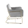 Lilola Home Keira Modern Soft Velvet Accent Arm Chair with Metal Base in Gray