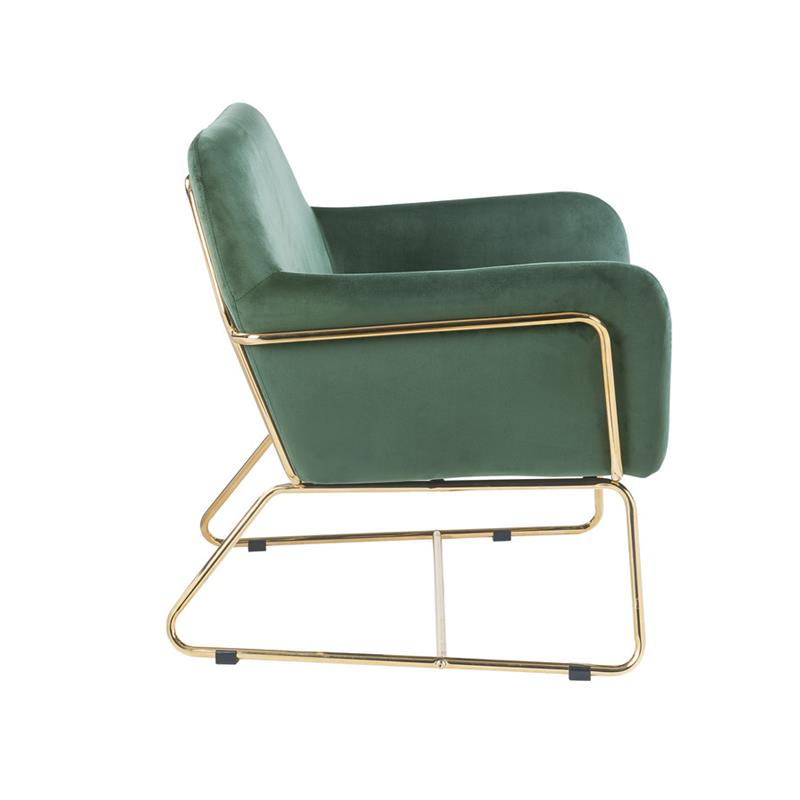 Lilola Home Keira Modern Soft Velvet Accent Arm Chair with Metal Base in Green