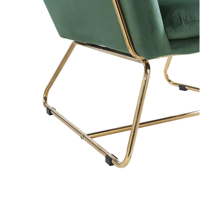 Lilola Home Keira Modern Soft Velvet Accent Arm Chair with Metal Base in Green