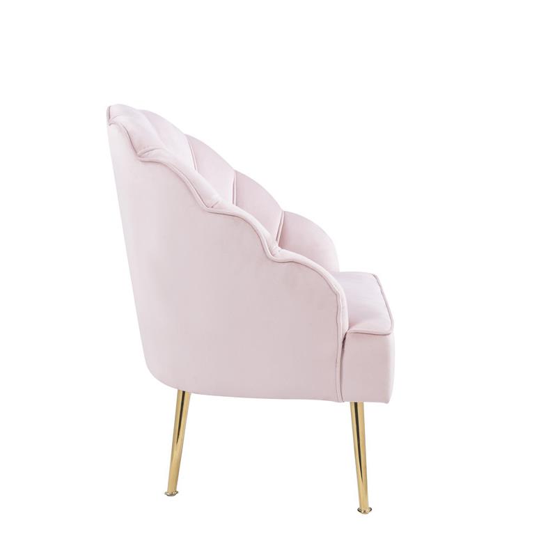 Naomi Velvet Wingback Accent Arm Chair with Metal Legs in Pink Cymax