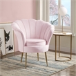 Lilola Home Angelina Velvet Scalloped Back Accent Chair with Metal Legs in Pink