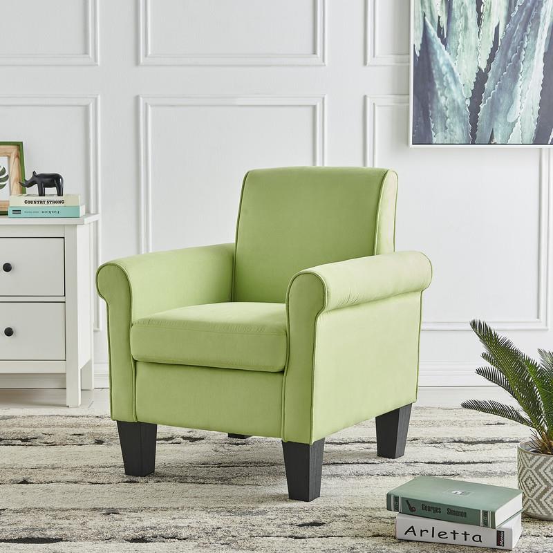 Lilola Home Angela Microfiber Accent Club Style Arm Chair in Green