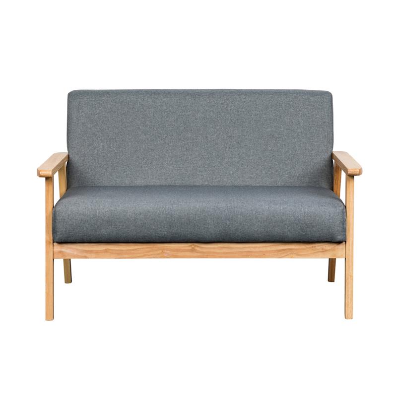 Lilola Bahamas Gray Linen Fabric Loveseat with Solid Wood Frame
