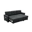 Lilola Home Ashlyn Fabric Sleeper Sectional with Chaise in Dark Gray