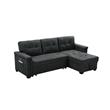 Lilola Home Ashlyn Fabric Sleeper Sectional with Chaise in Dark Gray