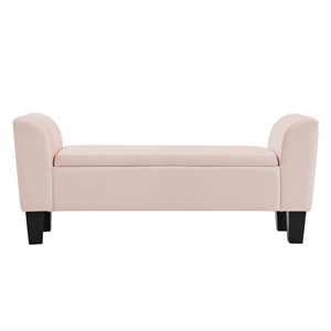 mila pink velvet fabric ottoman glam bench with storage space