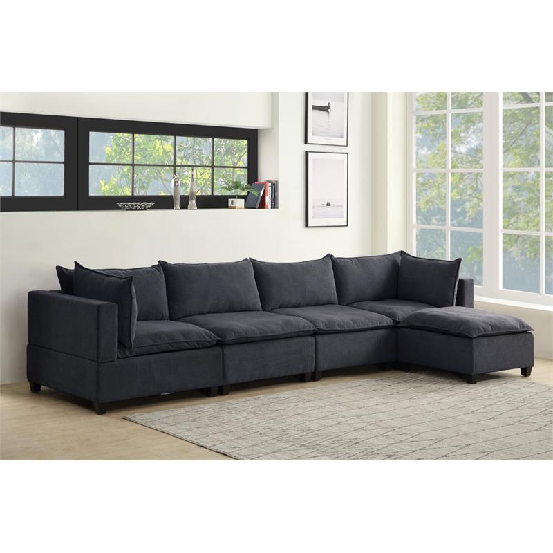 Lilola Home Madison Fabric 5 Piece Modular Sectional Sofa Chaise In Dark Gray Cymax Business Lilola Home Madison Fabric 5 Piece, Madison Home Sectional Sofa