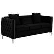 Bayberry Black Velvet Fabric Sofa Couch with 3 Pillows