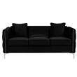 Bayberry Black Velvet Fabric Sofa Couch with 3 Pillows