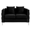 Bayberry Black Velvet Fabric Loveseat Couch with 2 Pillows