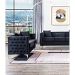 Bayberry Black Velvet Fabric Loveseat Couch with 2 Pillows
