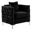 Lilola Home Bayberry Black Velvet Fabric Glam Chair with Pillow
