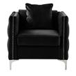 Lilola Home Bayberry Black Velvet Fabric Glam Chair with Pillow