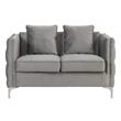 Bayberry Contemporary Gray Velvet Fabric Loveseat Couch with 2 Pillows
