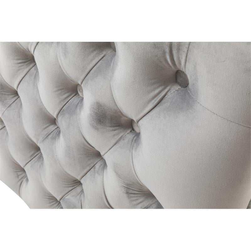 Bayberry Contemporary Gray Velvet Fabric Loveseat Couch with 2 Pillows