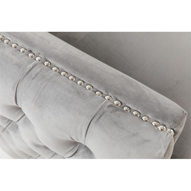 Bayberry Contemporary Gray Velvet Fabric Loveseat Couch with 2 Pillows