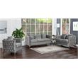 Bayberry Contemporary Gray Velvet Fabric Loveseat Couch with 2 Pillows