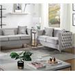 Bayberry Contemporary Gray Velvet Fabric Loveseat Couch with 2 Pillows