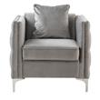 Lilola Bayberry Gray Velvet Fabric Accent Glam Arm Chair with Pillow
