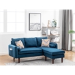 Mia Linen Fabric Sectional Sofa Chaise with USB Charger & Pillows in Blue