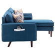 Mia Linen Fabric Sectional Sofa Chaise with USB Charger & Pillows in Blue