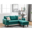 Mia Linen Fabric Sectional Sofa Chaise with USB Charger & Pillows in Green