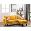 Mia Linen Fabric Sectional Sofa Chaise with USB Charger & Pillows in Yellow
