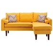 Mia Linen Fabric Sectional Sofa Chaise with USB Charger & Pillows in Yellow