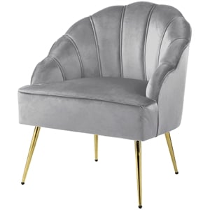 naomi velvet wingback accent arm chair with metal legs in gray