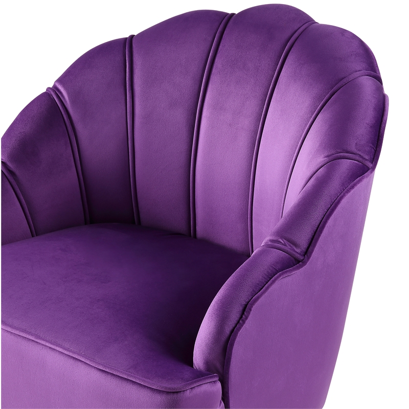 Naomi Velvet Wingback Accent Arm Chair with Metal Legs in Purple 88878PE