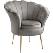 Angelina Velvet Scalloped Back Accent Chair with Metal Legs in Gray
