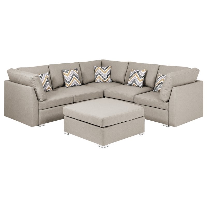 Amira Beige Fabric Reversible Sectional, Art Van Clearance Sectional Sofas