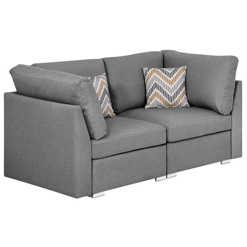 Amira Gray Fabric Sofa and Loveseat Living Room Set with Pillows