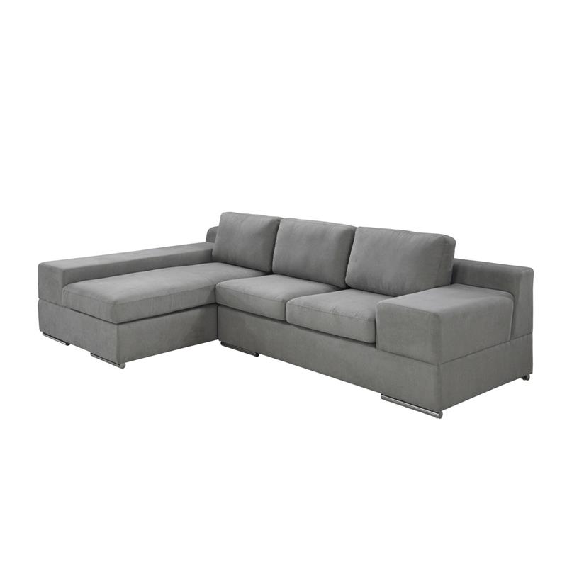 Romeo Light Gray Woven Fabric Sectional, Light Gray Sofa With Chaise