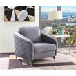 Sofia Gray Velvet Elegant Modern Chic Accent Arm Chair with Metal Legs