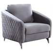 Sofia Gray Velvet Elegant Modern Chic Accent Arm Chair with Metal Legs