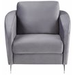 Sofia Gray Velvet Elegant Modern Chic Accent Arm Chair with Metal Legs
