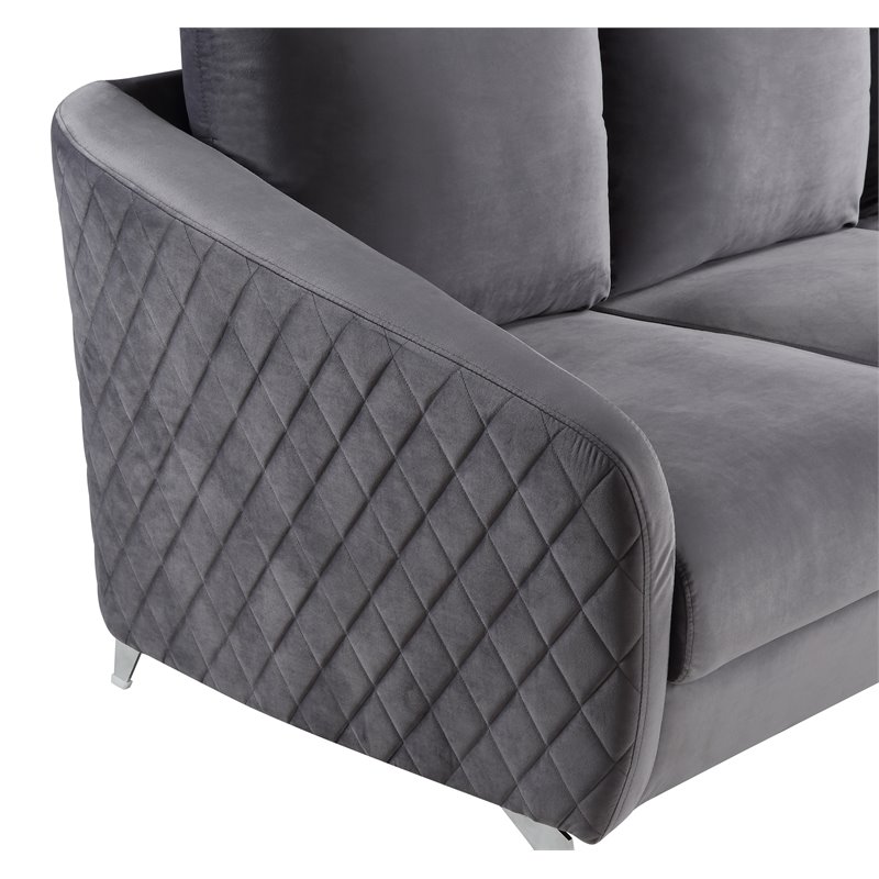 Sofia Gray Velvet Elegant Modern Chic Accent Arm Chair with Metal Legs