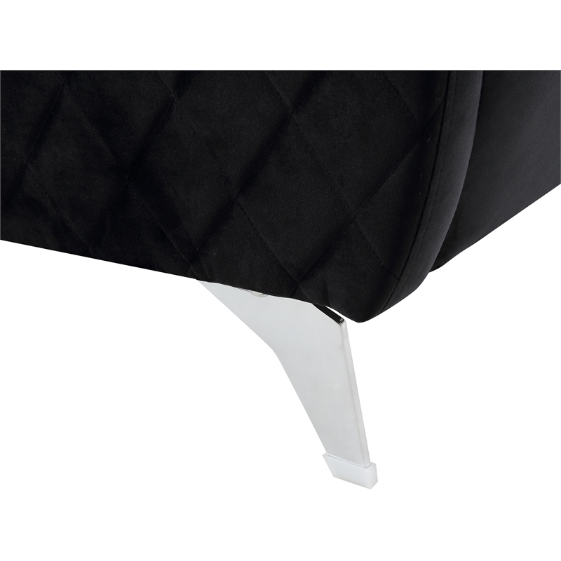 Lilola Sofia Black Velvet Fabric Elegant Modern Chic Accent Arm Chair