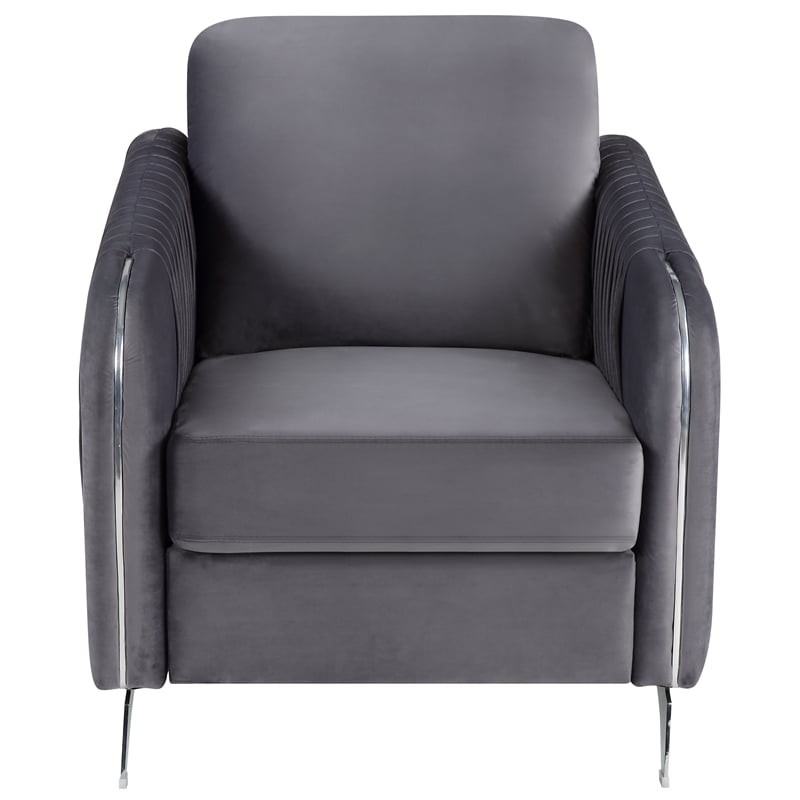 Hathaway Gray Velvet Elegant Modern Chic Accent Arm Chair