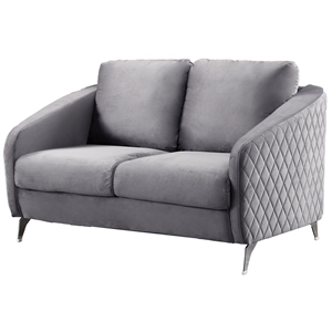 lilola home sofia gray velvet elegant modern chic loveseat couch