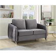 Hathaway Gray Velvet Elegant Modern Chic Loveseat Couch