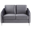 Hathaway Gray Velvet Elegant Modern Chic Loveseat Couch
